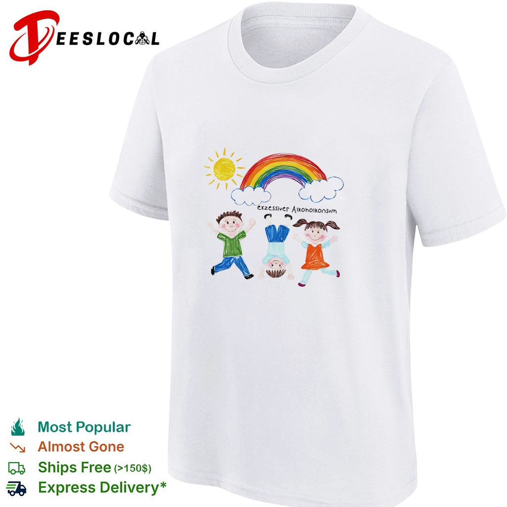 Exzessiver Alkoholkonsum kids drawing rainbow and cloud shirt