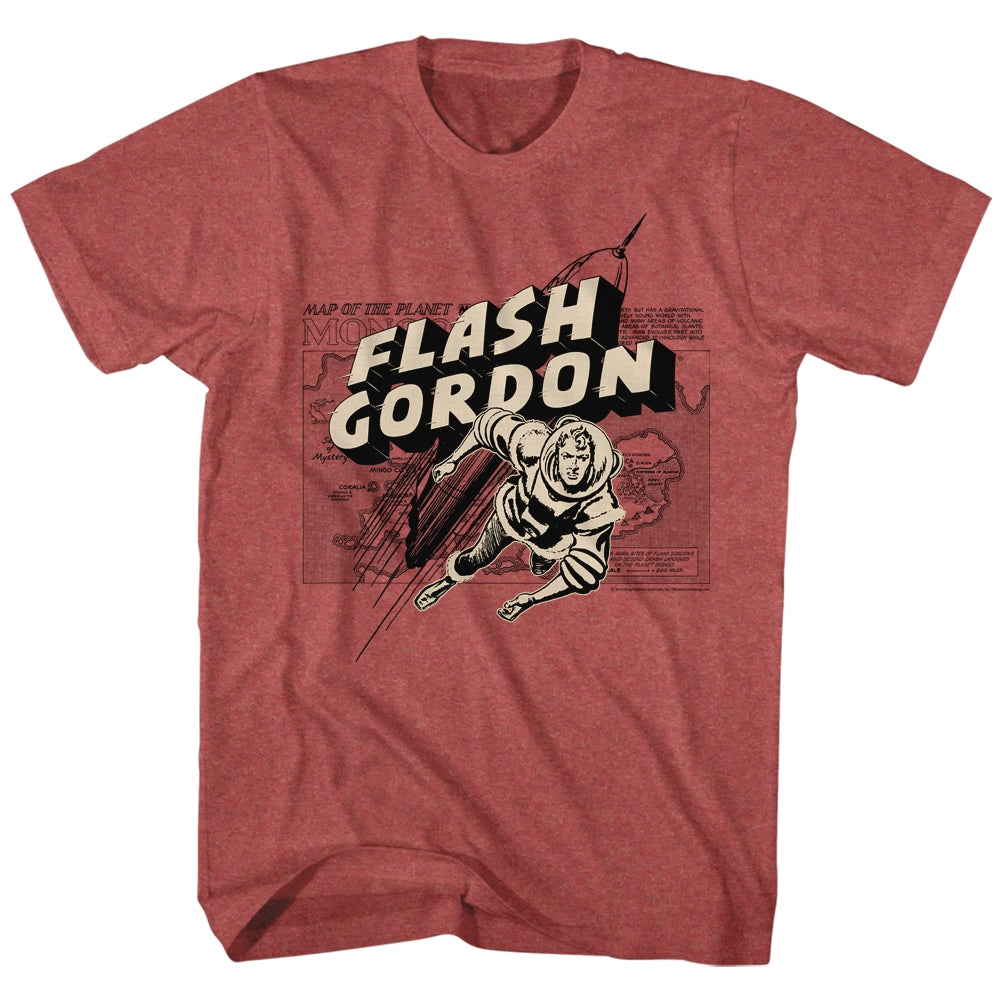 Flash Gordon S S Map Rocket Flash Heather Red Heather T-Shirts, Hoodie, Sweatshirt