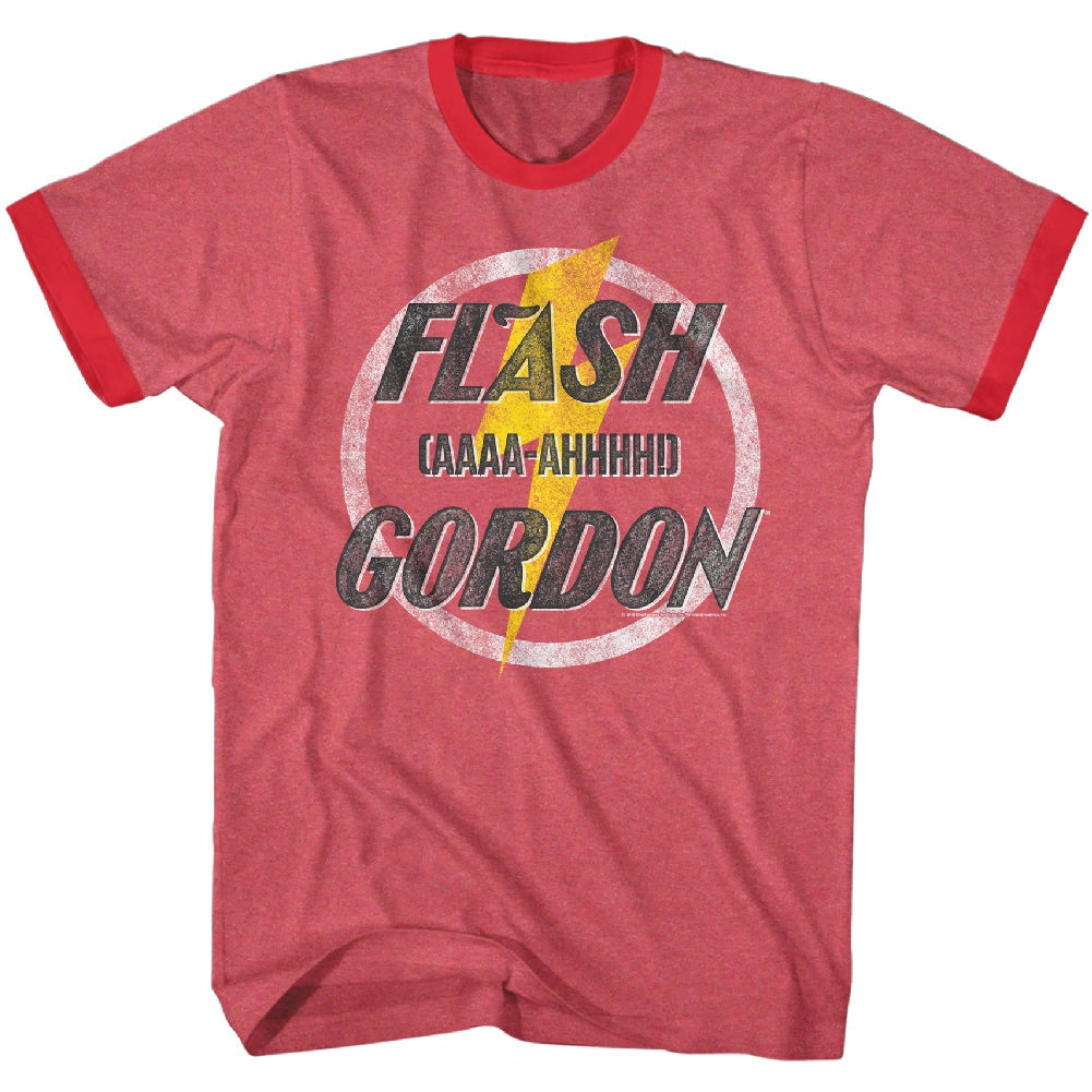 Flash Gordon Mens S/S Ringer T-Shirt - Aaaaa-Hhhhh! - Heather/Solid Red Heather/Red Hoodie, Sweatshirt | CiraTrend.com