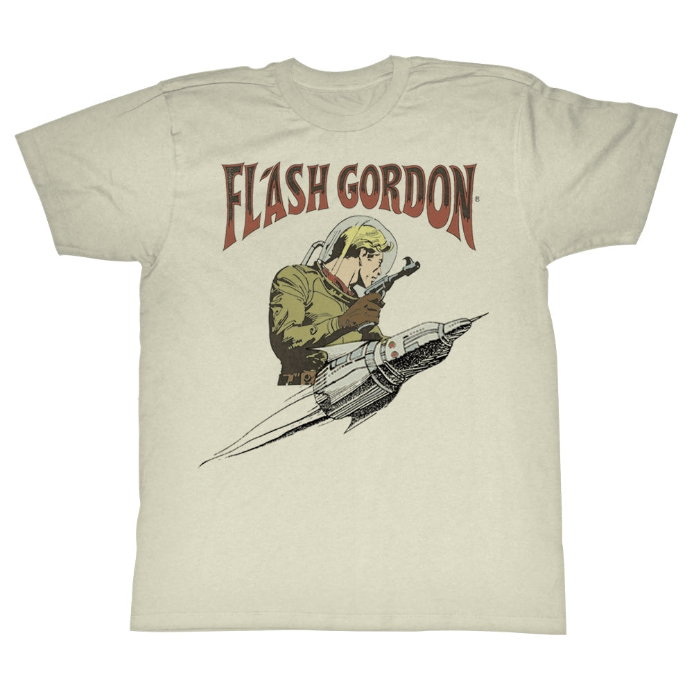 Flash Gordon Mens S/S T-Shirt - Flash Rocket - Solid Natural Hoodie, Sweatshirt | CiraTrend.com