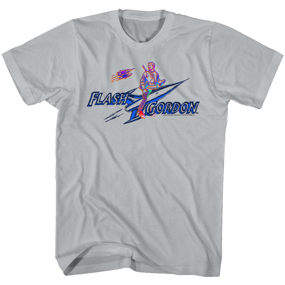 Flash Gordon Mens S/S T-Shirt - Neon Flash - Solid Silver Hoodie, Sweatshirt | CiraTrend.com