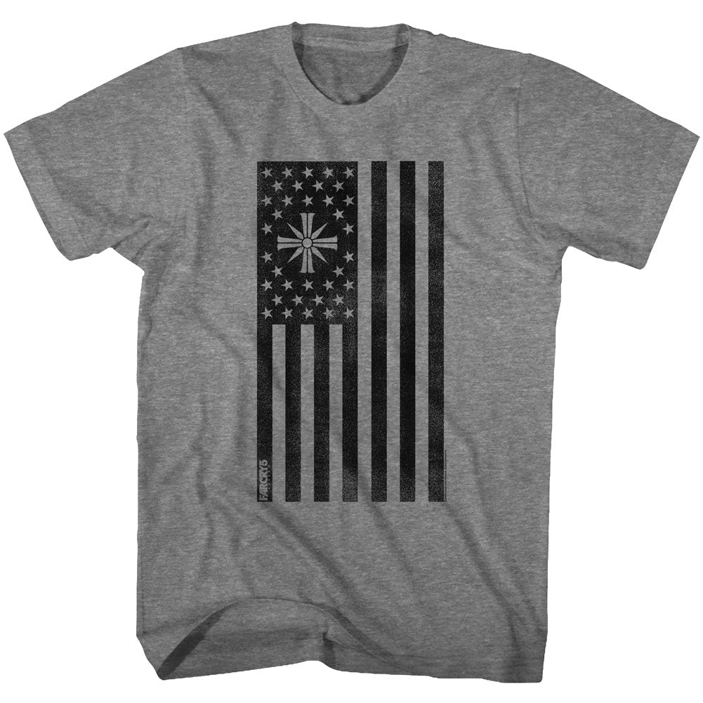 Far Cry Mens S/S T-Shirt - Fc5 Flag - Heather Graphite Heather Hoodie, Sweatshirt | CiraTrend.com