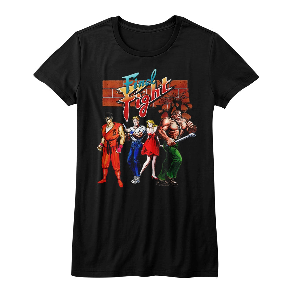 Final Fight Girls Juniors S/S T-Shirt - Ff Gang - Solid Black Hoodie, Sweatshirt | CiraTrend.com