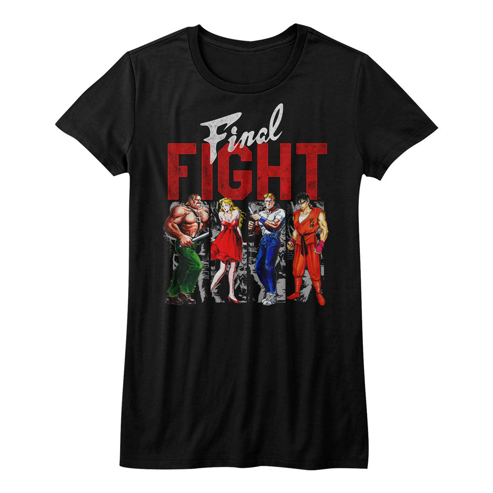 Final Fight Juniors S S Panels Solid Black T-Shirts, Hoodie, Sweatshirt