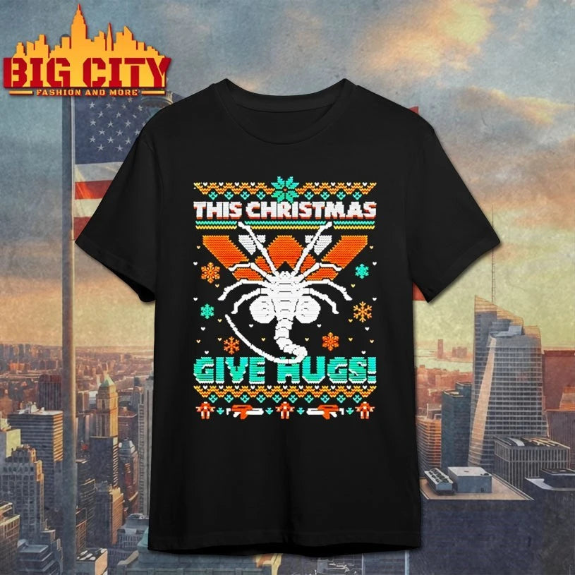 Facehugger this Christmas give hugs ugly Christmas shirt