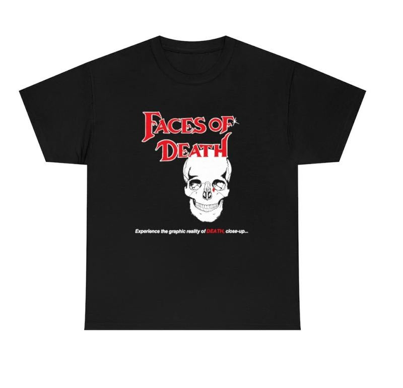 Faces Of Death T-Shirt Black Gilden Heavy Cotton Tee Menswear Top Underwear Tshirt Streetwear Man Tropical Crewneck...