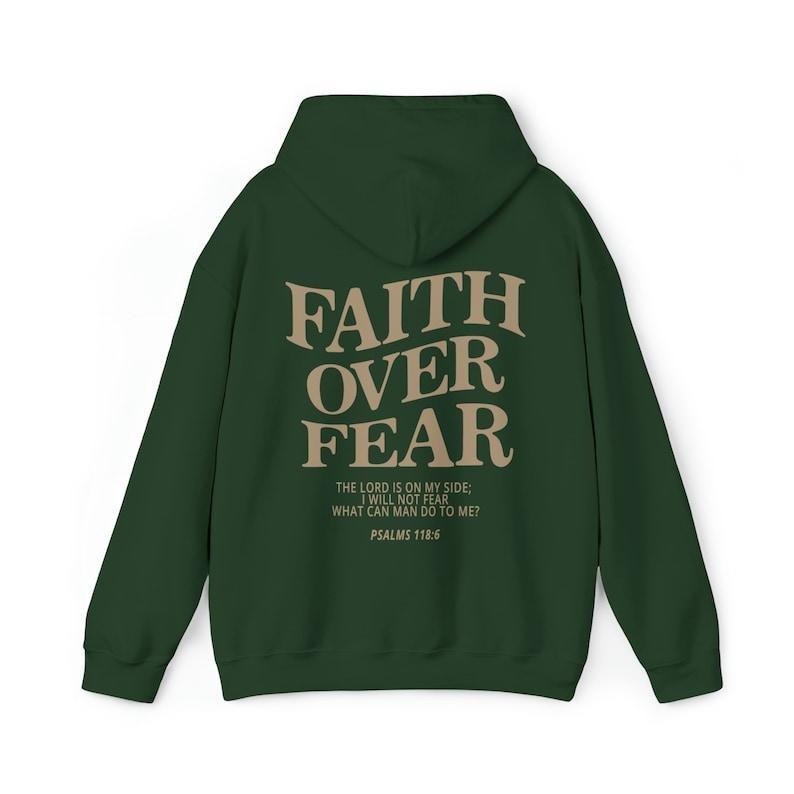 Faith Over Fear Christian 2 Sides Sweatshirt Jesus Hoodie Trendy Hoodie  Aesthetic Clothes Christian Men Hoodie and Sweater; T-shirt Cotton Menswear