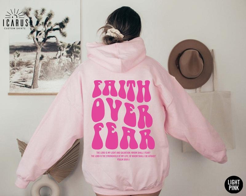 Faith Over Fear Christian Hoodie Women's Faith Sweatshirt Aesthetic Religious Gift Bible Verse Shirt Trendy Jesus Lover...