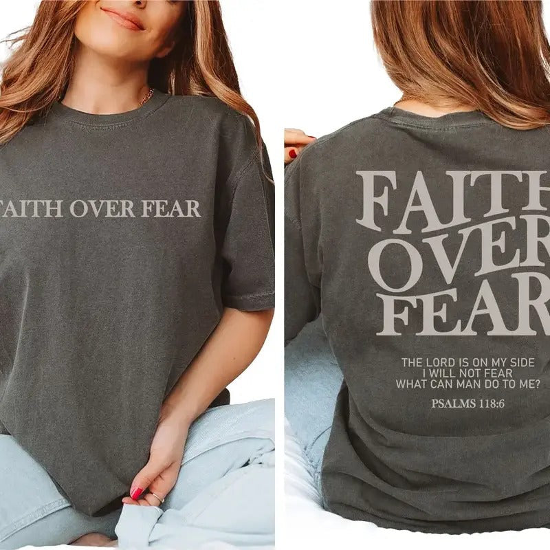 Faith Over Fear Christian Shirt ,Christian   shirt ,Jesus Christmas Shirts Cotton Top