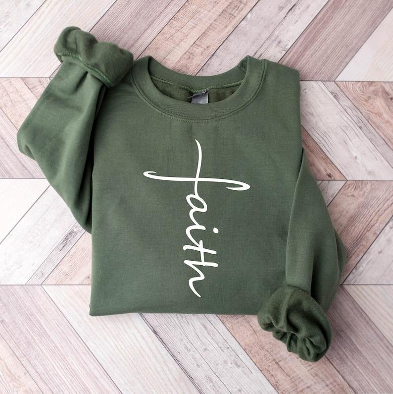 Faith Sweatshirt, Faith Cross Shirt, Christian Gift, Faith Gift, Christian Hoodie and Sweater; T-shirt | CiraTrend.com