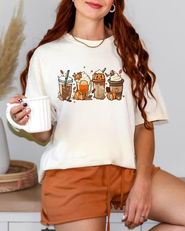 Fall Coffee Pumpkin Shirt, Fall Halloween Shirt, Coffee Latte Shirt, Fall Shirt, Retro Halloween Shirt, Pumpkin Shirt,...