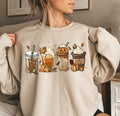 Fall Coffee Sweatshirt, Pumpkin Spice Shirt, Cute Fall Sweatshirt, Coffee Lover Shirt, Halloween Pumpkin Latte Drink Cup...
