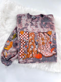 Fall Cowboy Western Boot Falling Leaves Bleached Graphic Sweatshirt or Hoodie Unisex  Womenswear Crewneck Casual Top DTF...