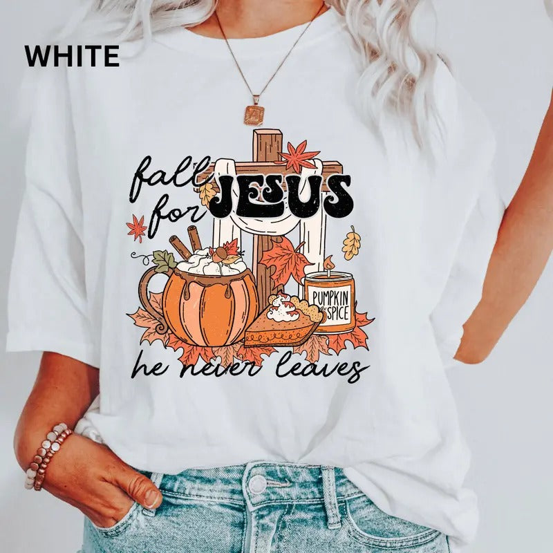 Fall for Jesus Shirt, Comfort Colors Shirt, Comfort Colors Fall Shirt, Halloween Graphic Shirt,Casual Shirt Unisex, Halloween Clothing, Graphic Halloween Apparel, Casual Cotton T-shirt, Unisex Halloween