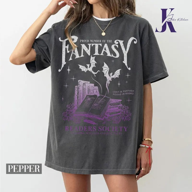 Fantasy Reader Comfort Colors Shirt for Romance, Reader Bookish Shirt for Bibliophile, Vintage Reading Shirt for Women,...