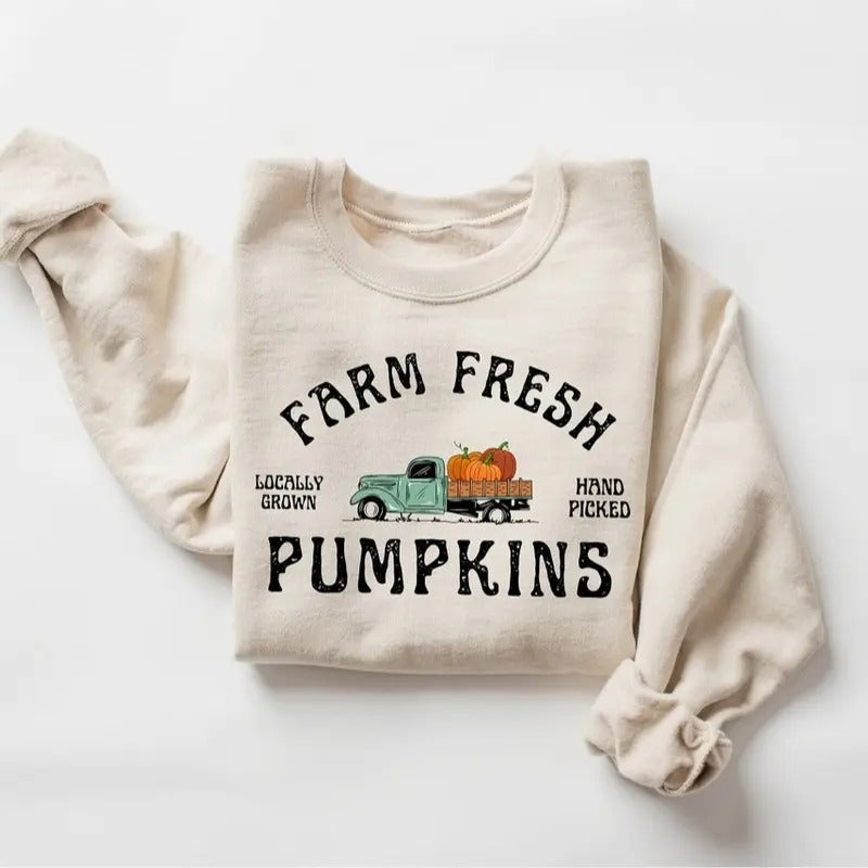 Farm Fresh Pumpkins Fall Women sweatshirt Thanksgiving sweater Fall Pumpkin T-Shirts, Hoodie | CiraTrend.com