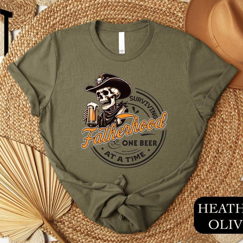 Fatherhood Shirt,Surviving Fatherhood One Beer At A Time,Funny Father Shirt,Funny Dad,Drinking Husband,Fathers Day...