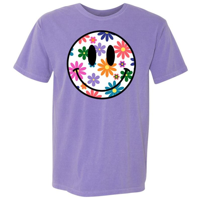 Feeling Floral Happy Face Comfort Colors T-Shirt 'NLB' Hoodie, Sweatshirt | CiraTrend.com