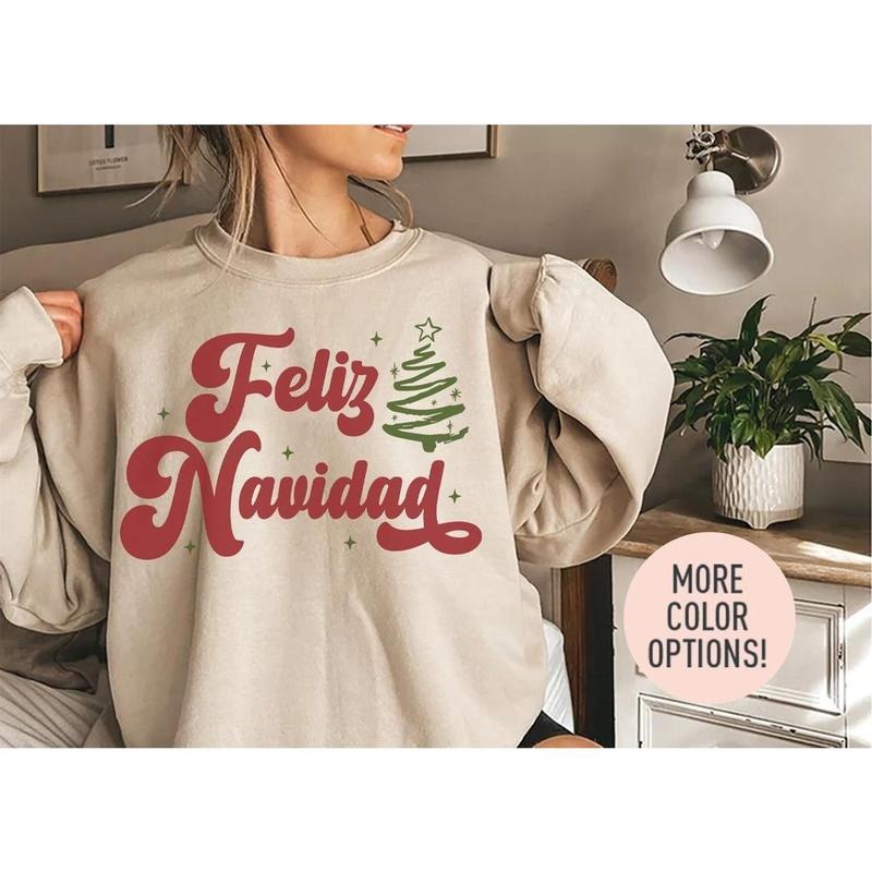 Feliz Navidad Crewneck Sweatshirt, Christmas Season Sweatshirt, Gift for Christmas, Holiday Season Sweatshirt, Family Christmas Sweatshirt
