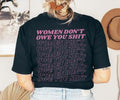 Feminist Retro Slogan Unisex T-Shirt,Groovy Shirt Women Dont Owe You Shit Pink, cute Female Empowerment Shirt for...