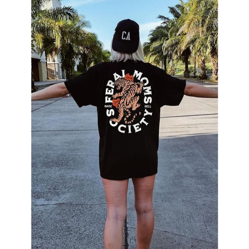 Feral Mom's Shirt, feminist girl power tee, aesthetic grunge moto tshirt, tee, trendy mom, Vintage tiger Hoodie, Sweatshirt