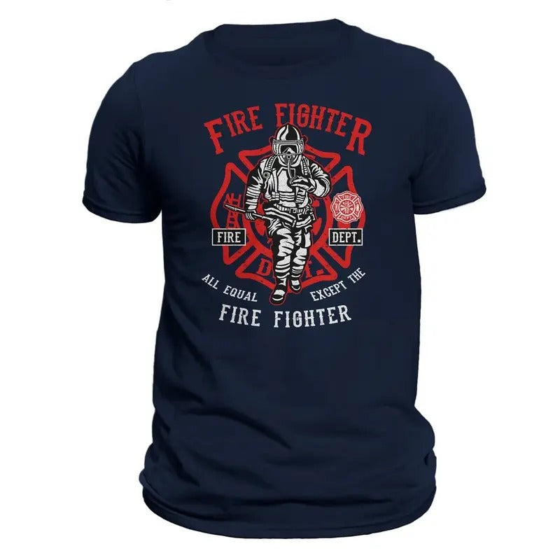 Fire Department Firefighter Retro Men's T-Shirt Casual Classic Cotton Crewneck Hoodie, Sweatshirt | CiraTrend.com