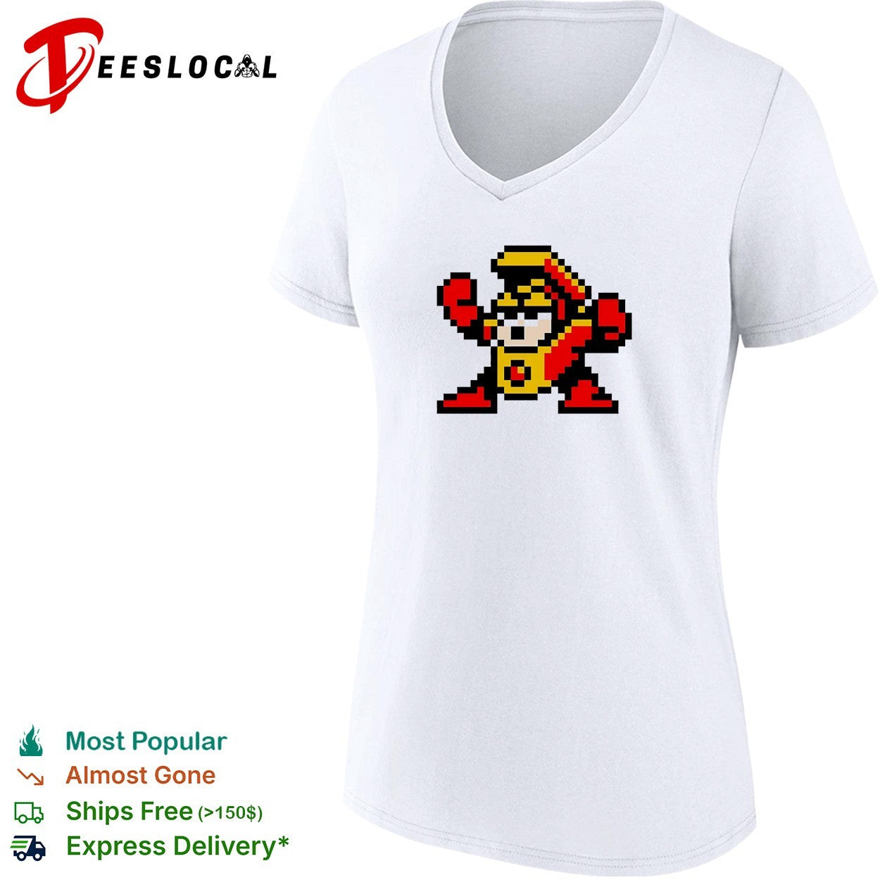 Fire Man raising fists Mega Man shirt