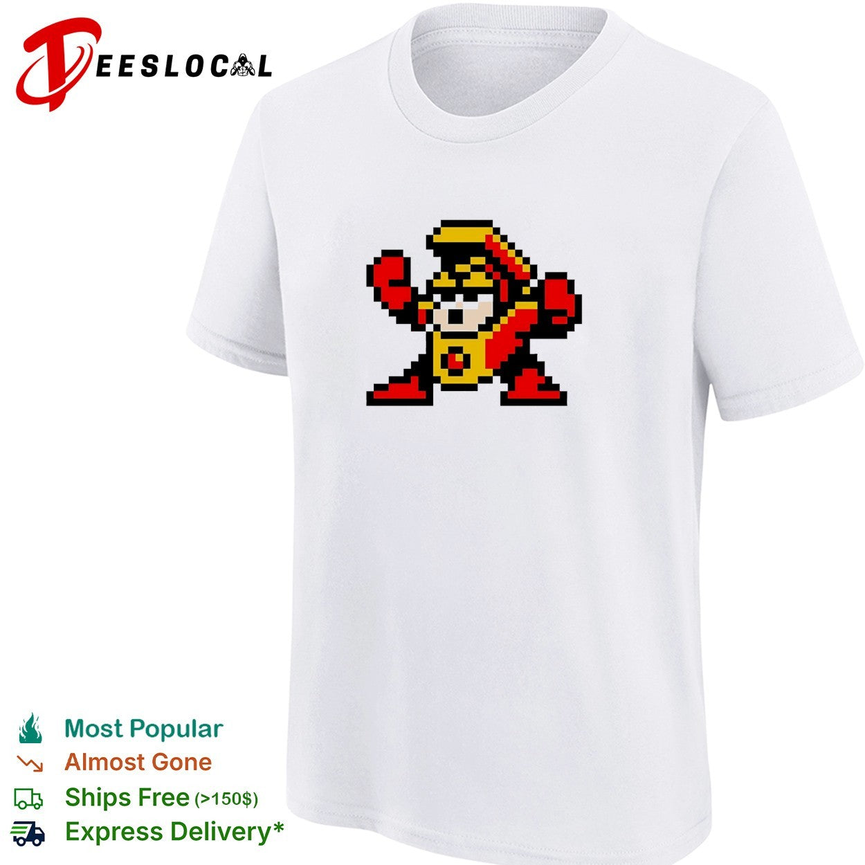 Fire Man raising fists Mega Man shirt