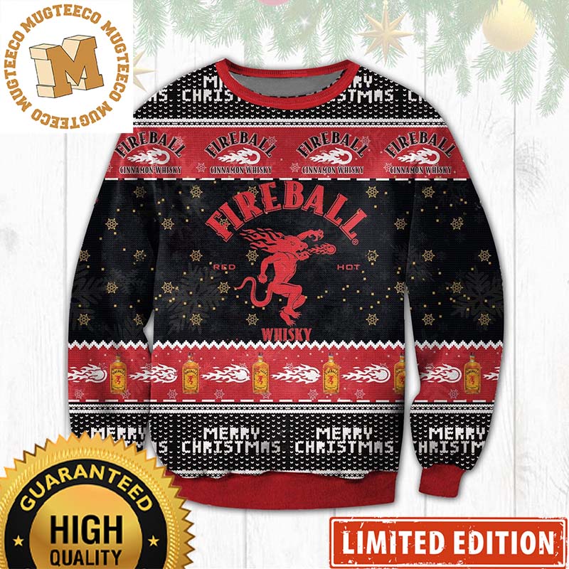 Fireball Whiskey Merry Christmas 2023 Holiday Ugly Sweater