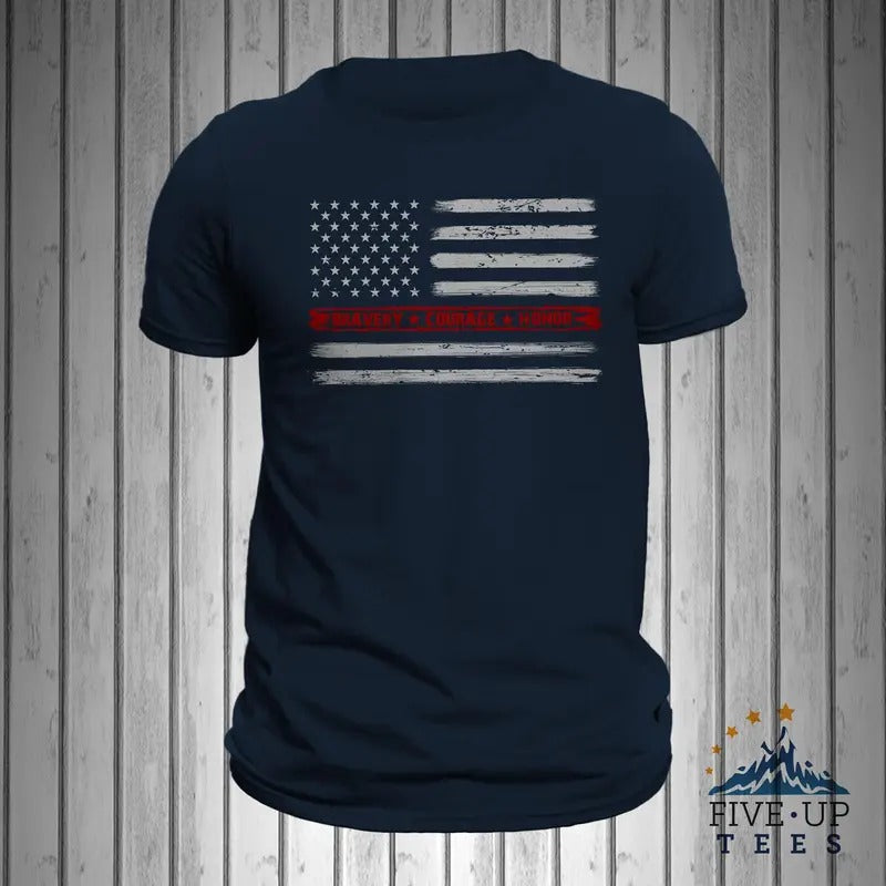 Firefighter Bravery Courage Honor Thin Red Line Flag Men's T-Shirt Hoodie, Sweatshirt | CiraTrend.com