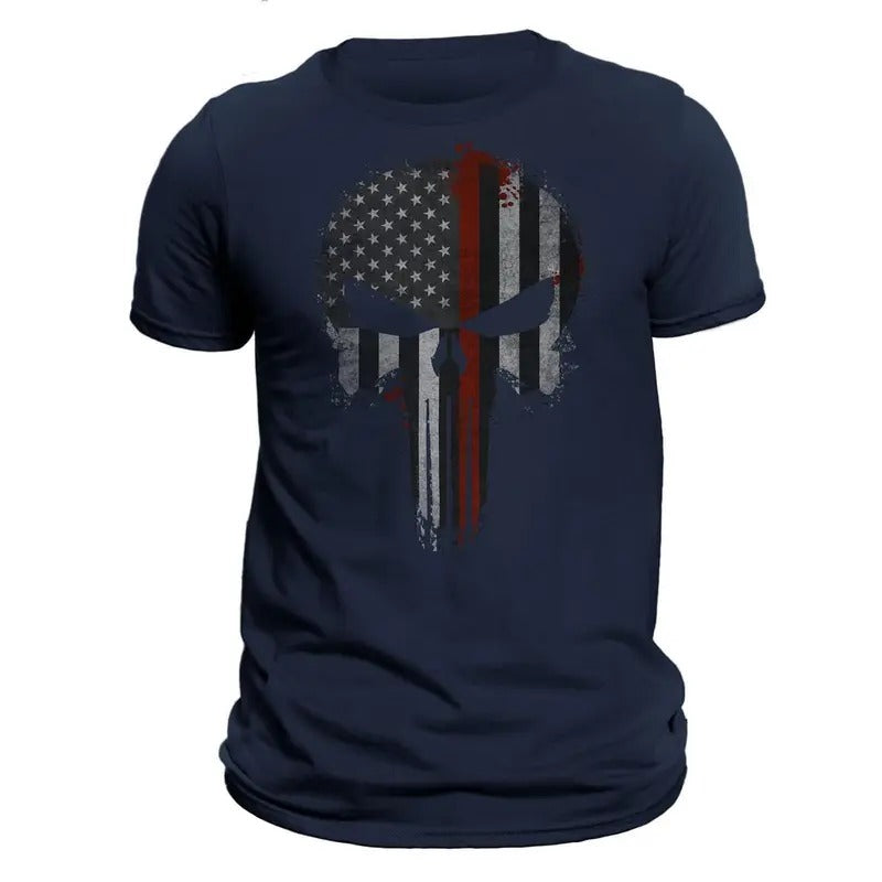 Firefighter Thin Red Line Flag Skull T-Shirt Hoodie, Sweatshirt | CiraTrend.com