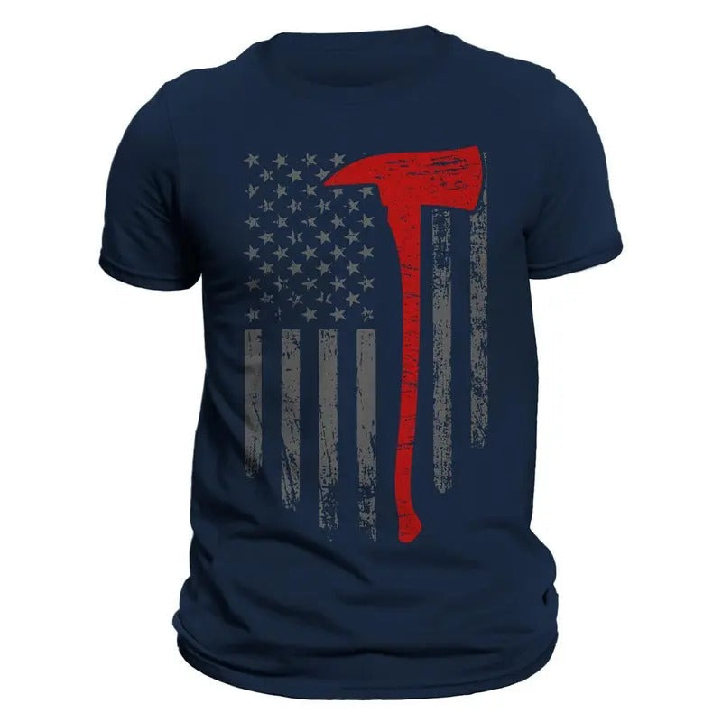 Firefighter Thin Red Line Flag With Axe 2.0 Men's T-Shirt Hoodie, Sweatshirt | CiraTrend.com