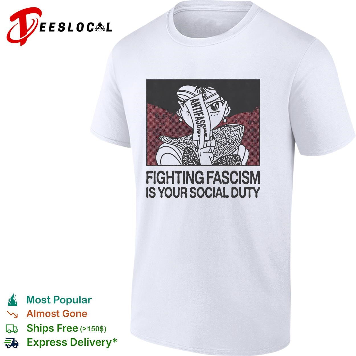 Fist holding flowers fighting fascism is your social duty shirt