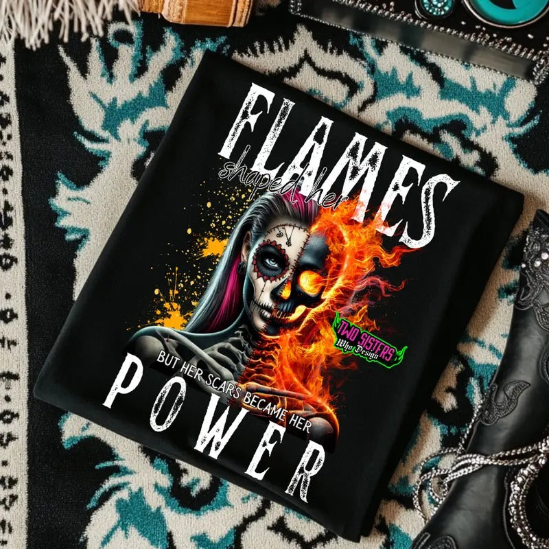 Flames Shaped Her But Her Scars Became Her Power  Black or Mineral Wash Crewneck Sweatshirt, T Shirt Pullover | Punk,...