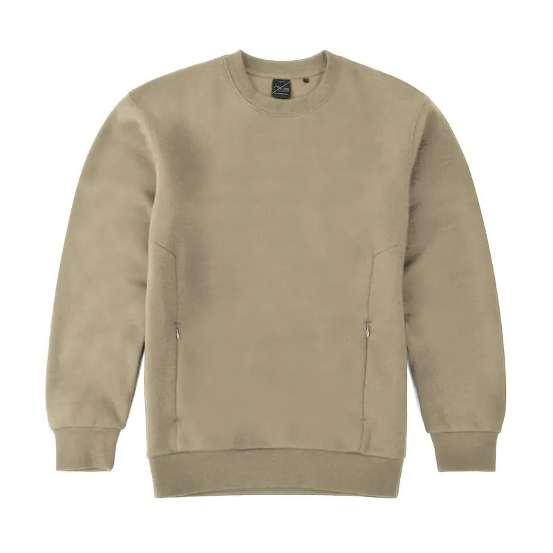 Fleece Crew Neck With Invisible Zip by Axism | Crewneck Sweatshirt | Pullover | Front Pockets | Basic Jacket | Long...