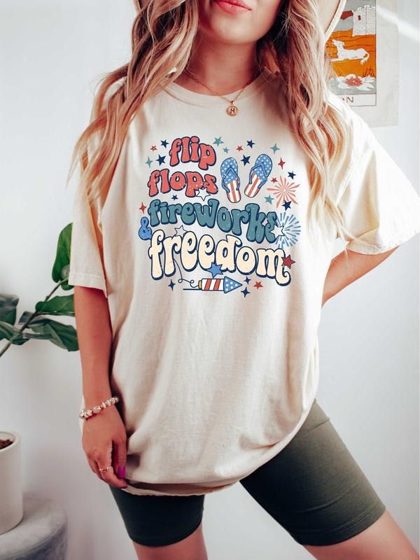 Flip Flops Fireworks Freedom Shirt, 4th of July Shirt, Patriotic Shirt, Fourth of July Shirt, Independence Day Shirt,...