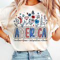 Floral America Shirt, Floral Brushstroke USA Shirt, Retro America , 4th Of July , 4th Of July Sublimation Design,...