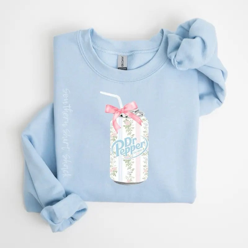 Floral Bow DrP Soda Sweatshirt , Preppy Soda sweatshirt , Floral sweatshirt T-Shirts, Hoodie | CiraTrend.com