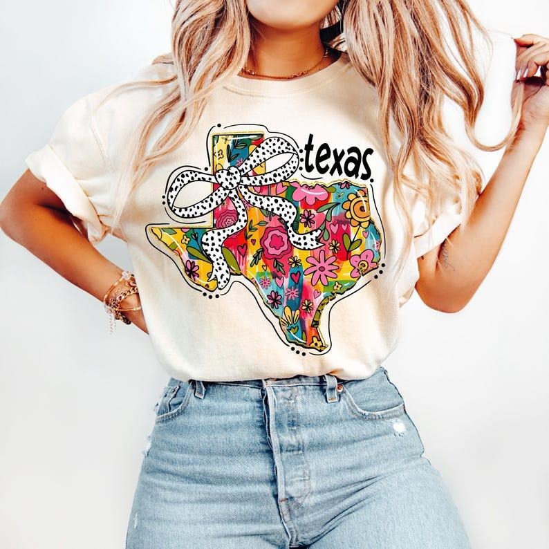 Floral Coquette Texas T-Shirt, State T-Shirt, Classic Retro Graphic Unisex Tee Gift For Men and Women Hoodie, Sweatshirt