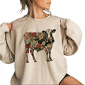 Floral Cow Retro Natural Unisex T-shirt Hoodie Funny Cow Sweatshirt Cotton Unisex | CiraTrend.com