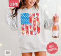 Floral Flag Sweatshirt, Cute Patriotic Sweater, Women's Crewneck, Gift for Her T-Shirts, Hoodie | CiraTrend.com