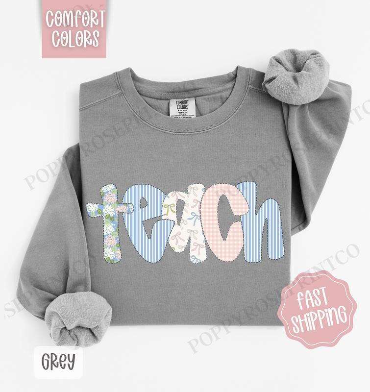 Floral Teacher Comfort Colors Sweatshirt, Cute Spring Teach Sweater, Teacher Appreciation Gift T-Shirts, Hoodie