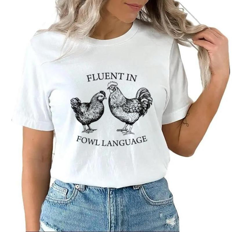 Fluent In Fowl Language Shirt, Gift for Chicken Lover Shirt, Speaking Fowl Language Sweatshirt Hoodie Unisex Cotton...