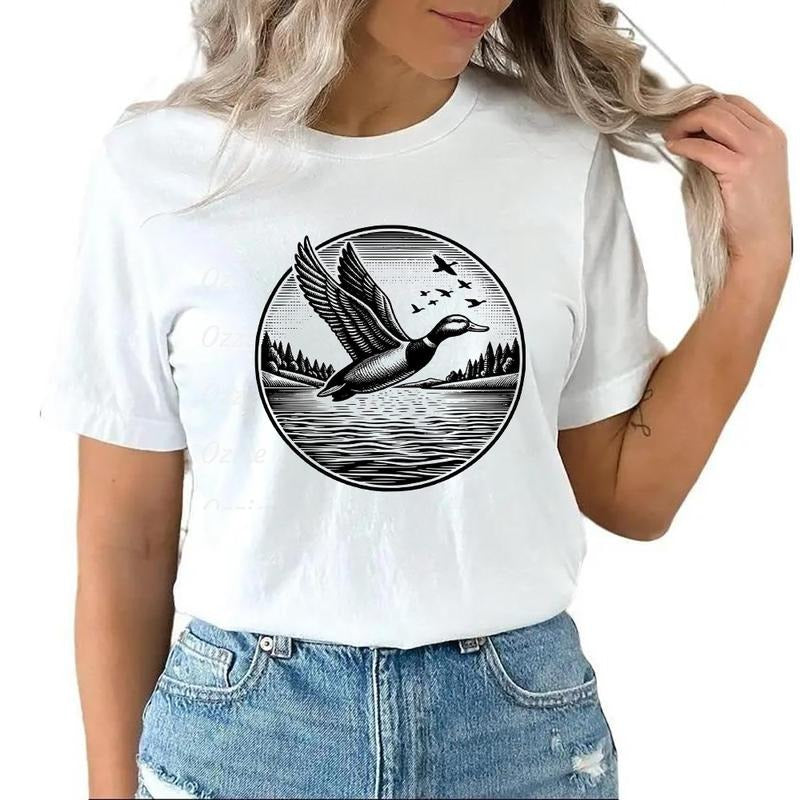 Flying Duck T-shirt Lake Landscape Bird Wild Bird Unisex Sweatshirt Hoodie | CiraTrend.com