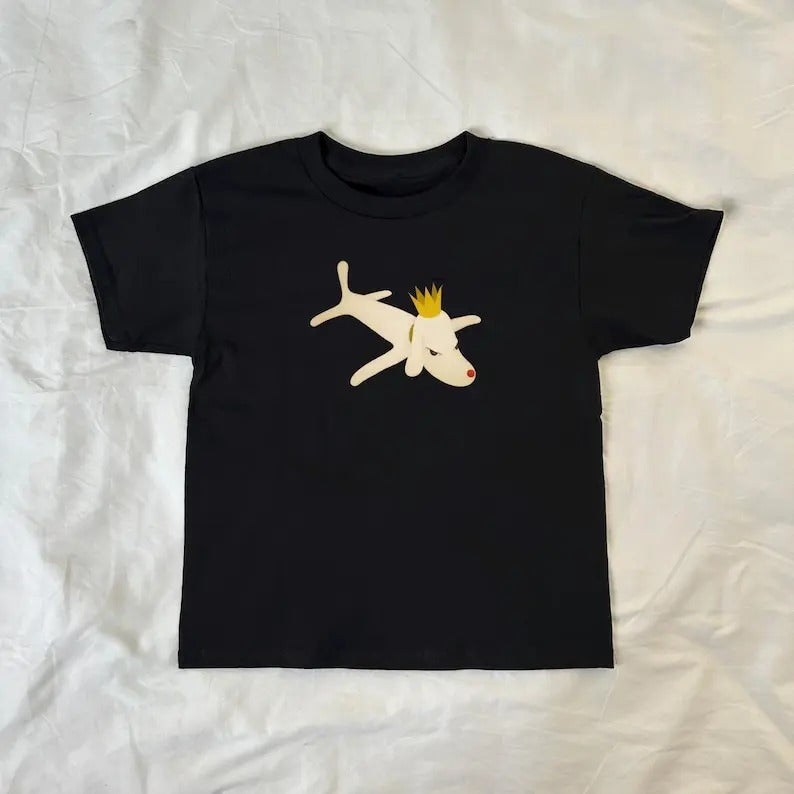 Flying Puppy King Baby Tee, Cartoon Design, vintage, Dog lovers, y2k clothing, Pinterest, retro, 90s style baby tee, ahs...