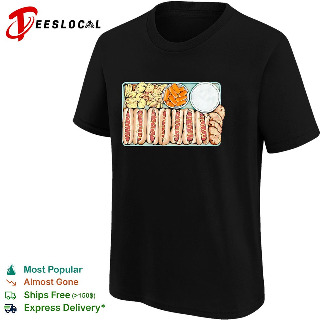 Food lover hot dogs tray shirt