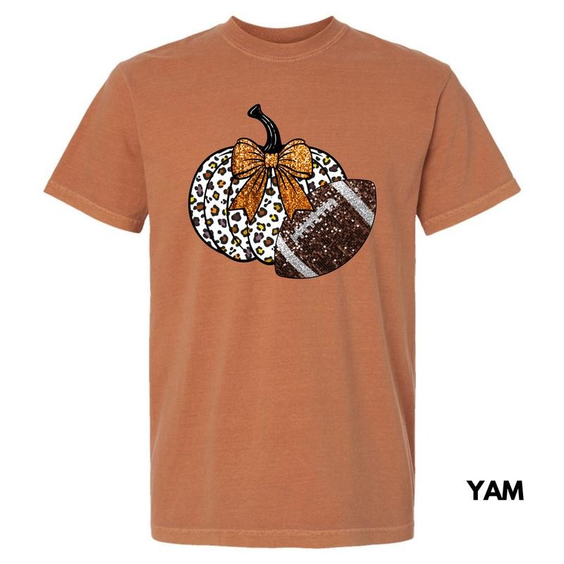 Football & Pumpkin FAKE Glitter Comfort Colors T-Shirt 'NLB' Hoodie, Sweatshirt | CiraTrend.com