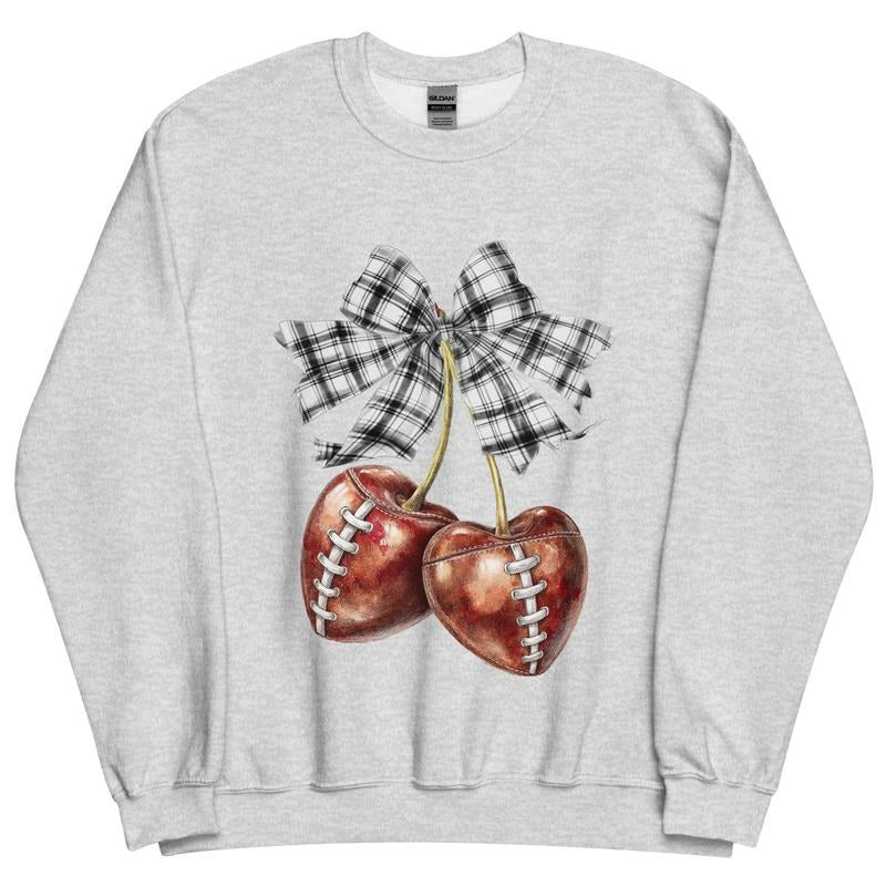 Football Cherry Sweatshirt -  Unisex Apparel Relaxed Fit Printed In The USA Clothing Womenswear Casual Comfort Cotton Top...
