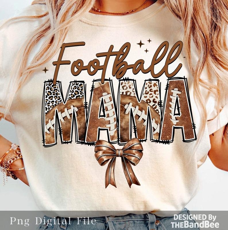 Football Mama T-Shirt, Football T-Shirt, Coquette Football T-Shirt, Football Bow T-Shirt, Football mom T-Shirt, Game Day,...