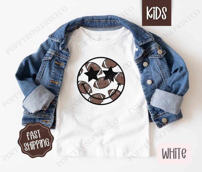Football Smiley Kids Shirt - Football Children's Tshirt - Cute Youth Tee Gildan Hoodie, Sweatshirt | CiraTrend.com